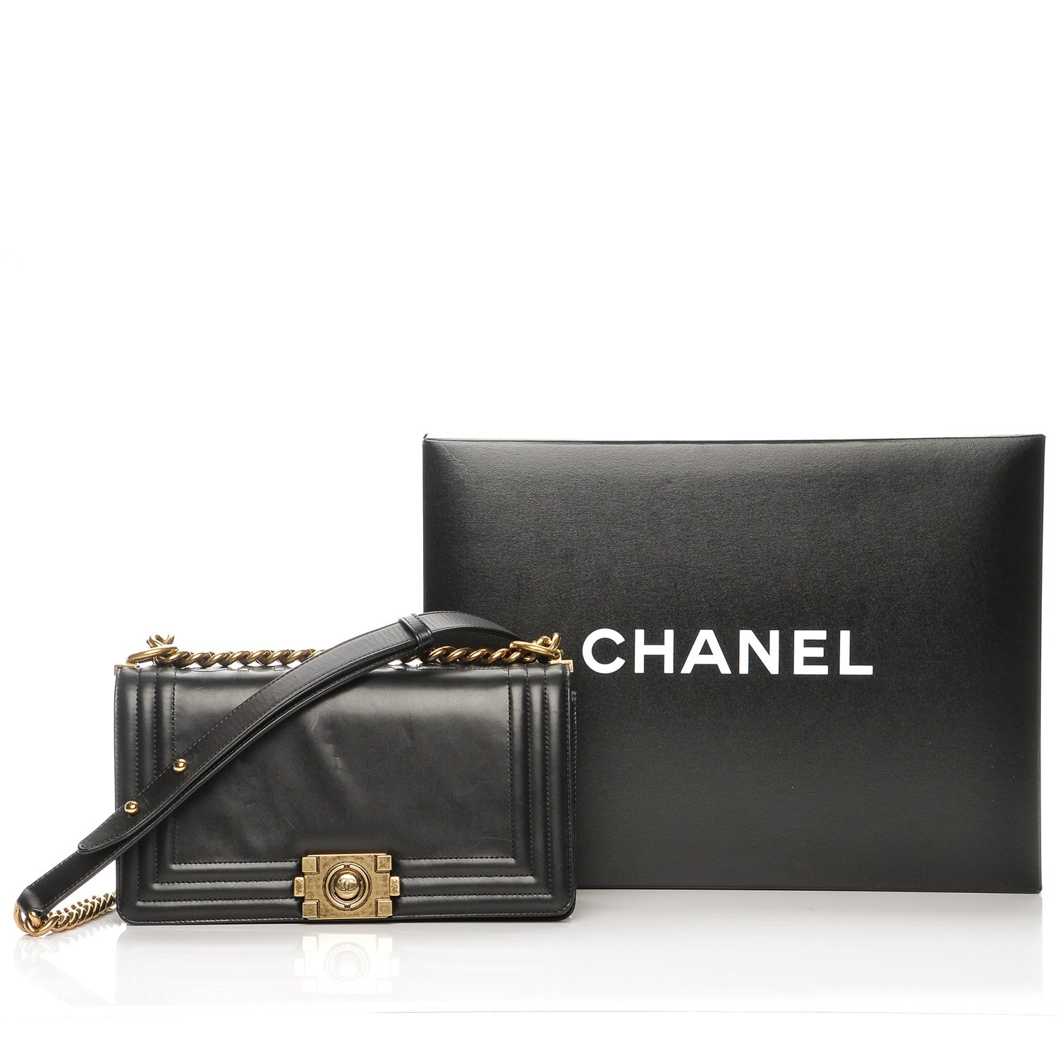 Chanel Glazed Calfskin Medium Boy Flap Black 11 of 11