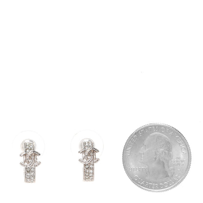 Chanel Crystal CC Hoop Earrings Silver 2 of 5