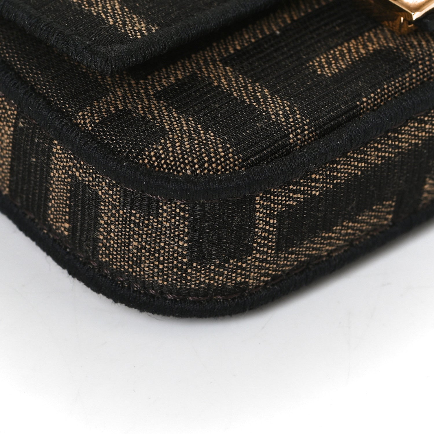 Fendi Fabric Jacquard FF 1974 Nano Baguette Charm Tobacco Moro Black 10 of 12