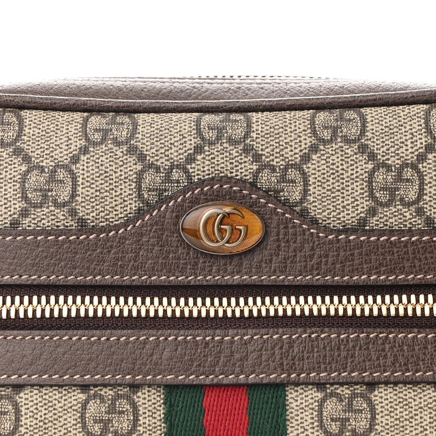 GG Supreme Monogram Web Small Ophidia Belt Bag 75 30 Dark Brown