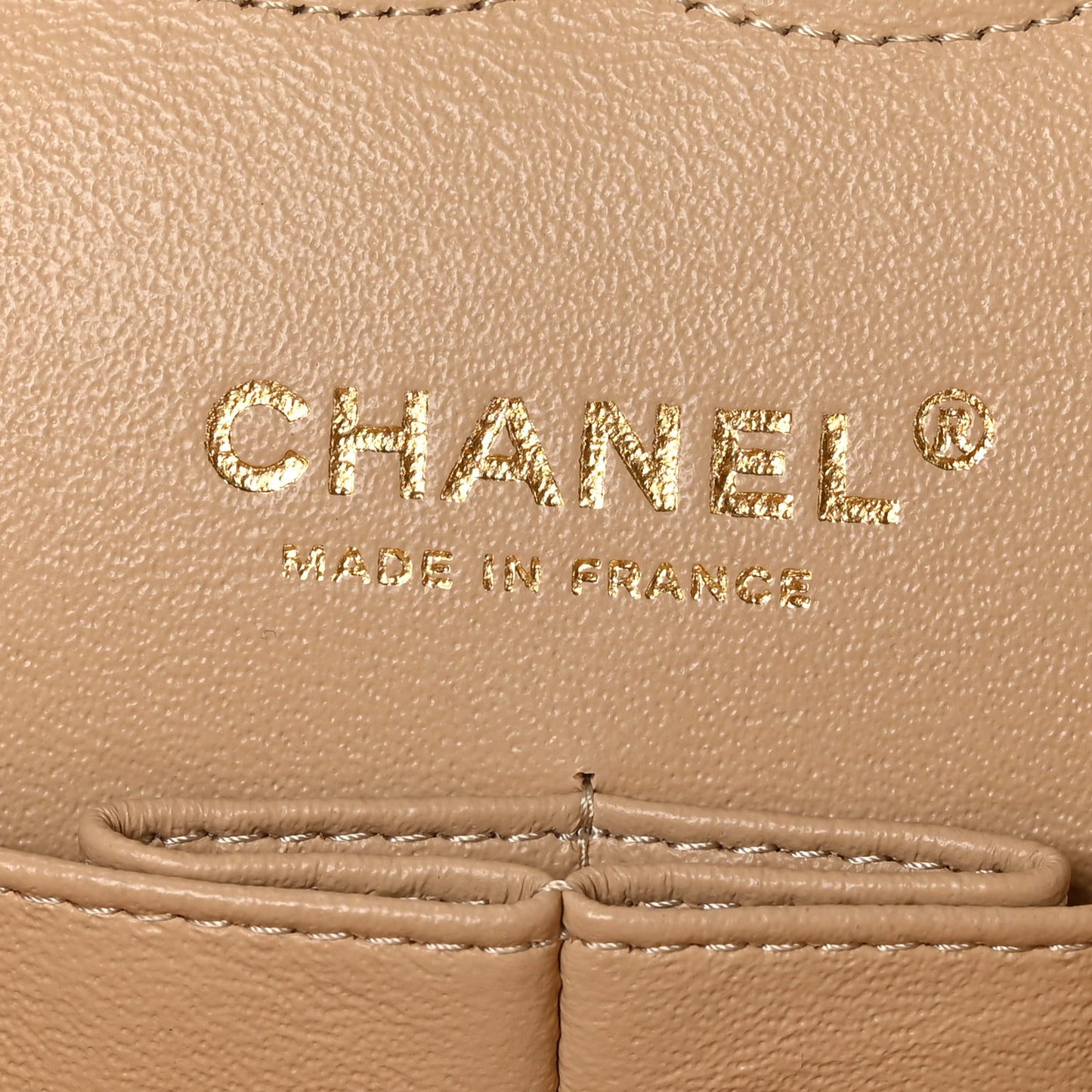 Caviar Quilted Medium Double Flap Beige