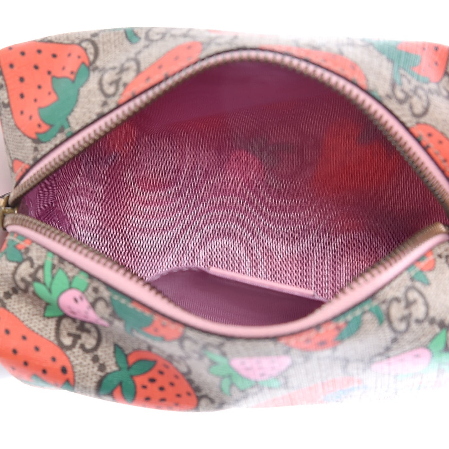 GG Supreme Monogram Strawberry Cosmetic Case