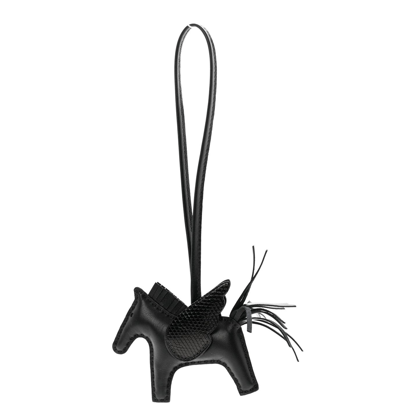 Milo Lambskin Lizard Touch Grigri Rodeo Pegase Horse Bag Charm PM So Black