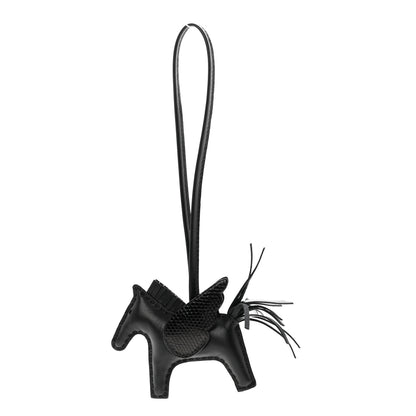 Hermes Milo Lambskin Lizard Touch Grigri Rodeo Pegase Horse Bag Charm PM So Black 1 of 6
