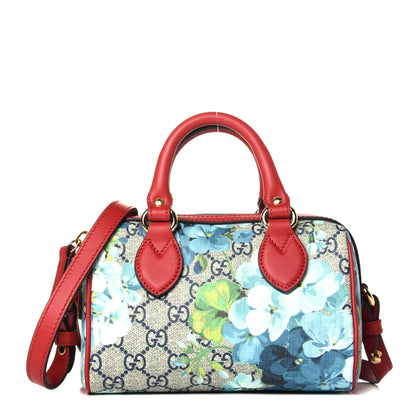 Gucci GG Supreme Monogram Blooms Mini Boston Navy Blue Hibiscus 1 of 9