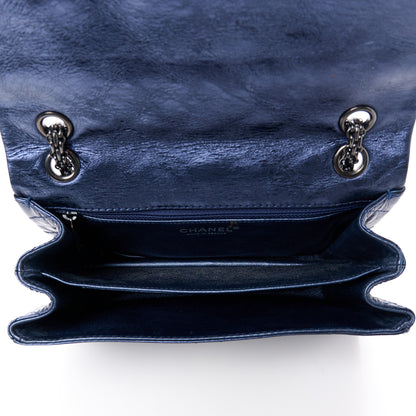 Chanel Metallic Aged Calfskin Quilted Accordion Reissue 2.55 Flap Blue 5 of 14