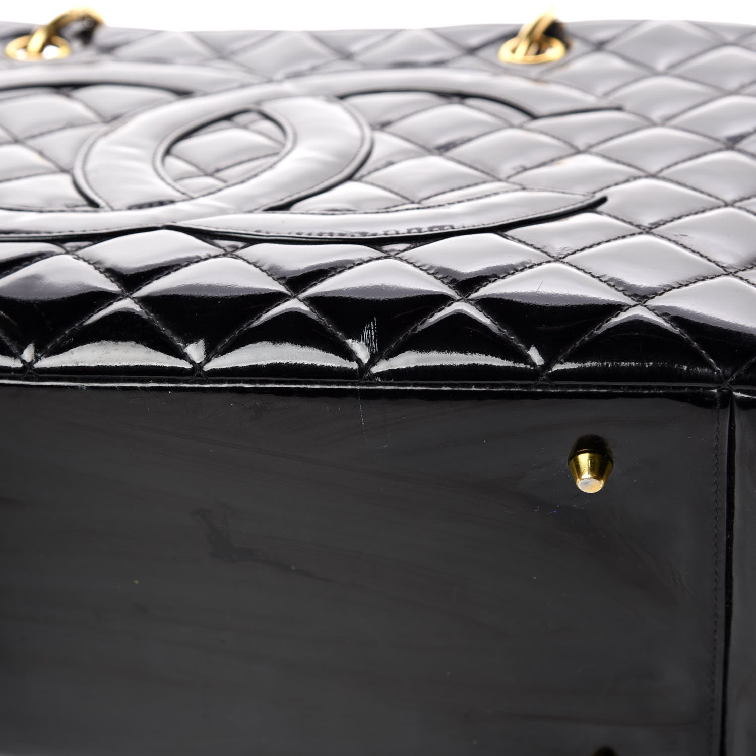 Chanel Patent Quilted Grand Shopping Tote GST Black 8 of 16