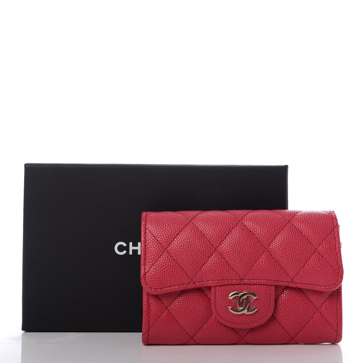 Chanel Caviar Quilted Flap Card Holder Wallet Dark Pink 9 of 9