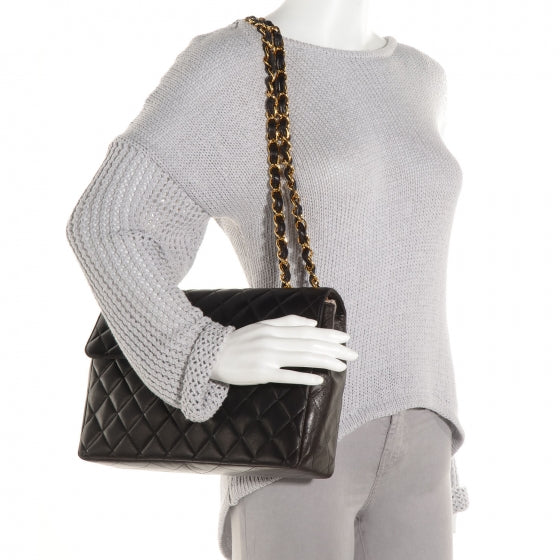 Lambskin Jumbo Flap Black