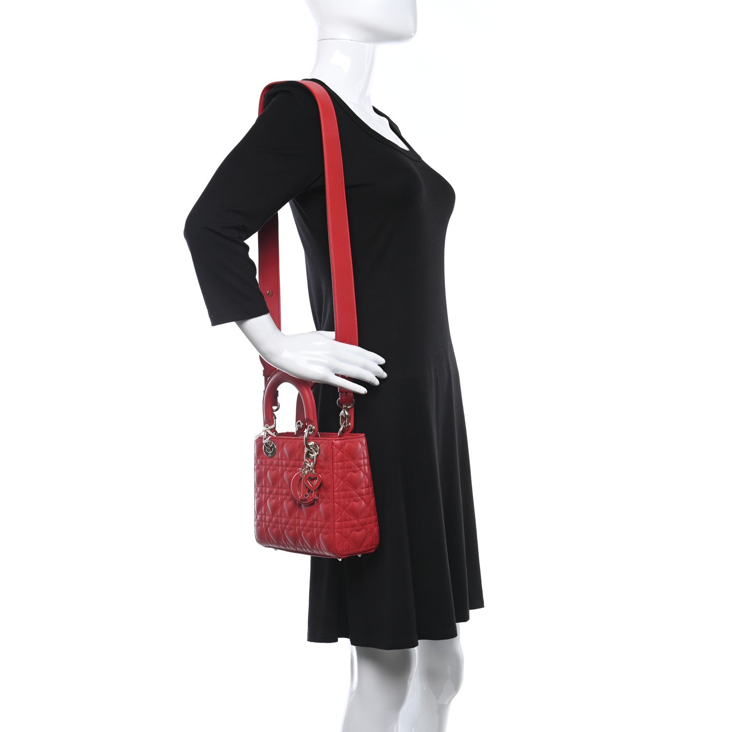 Christian Dior Lambskin Cannage Dioramour Small My ABCDior Lady Dior Spicy Red 2 of 11