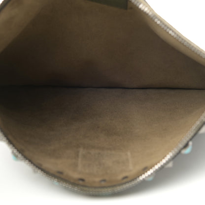 Valentino Garavani Pebbled Calfskin Tie Dye Large Rockstud Rolling Zip Pouch Deep Army Green 5 of 6