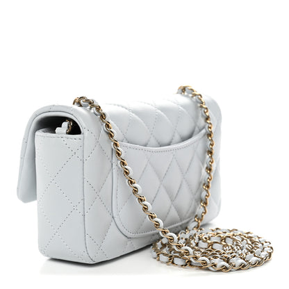Chanel Lambskin Quilted Extra Mini Rectangular Flap Light Blue 3 of 10