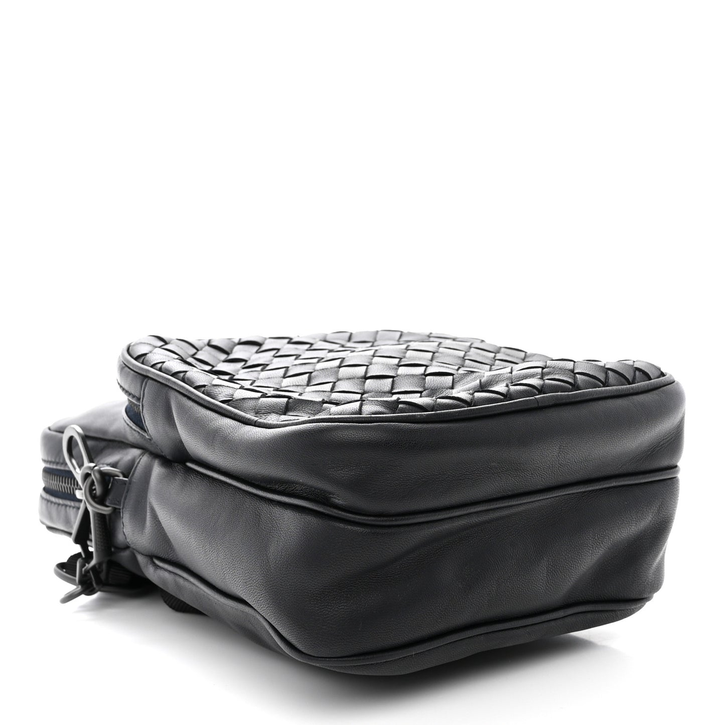 Nappa Intrecciato Crossbody Pouch Navy Black