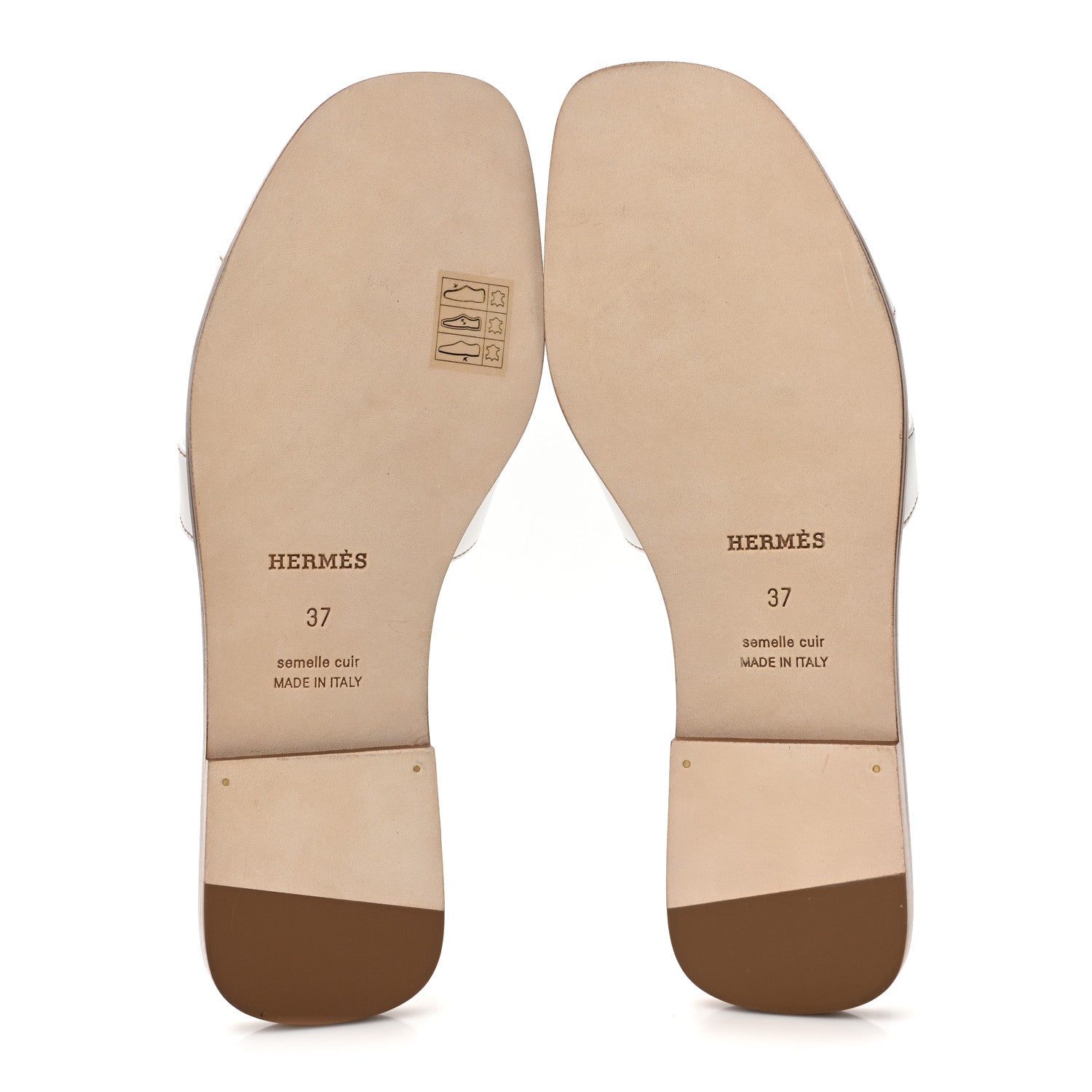 Hermes Box Calfskin Oran Sandals 37 White 5 of 9