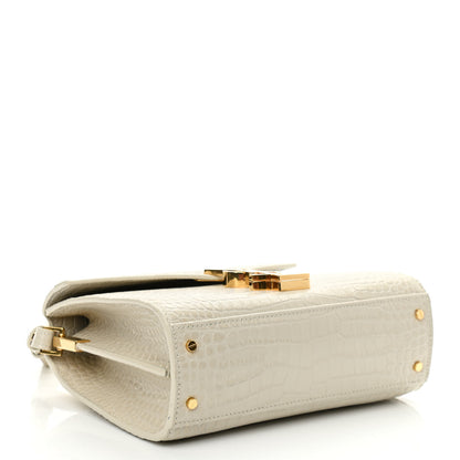 Saint Laurent Crocodile Embossed Mini Classic Monogram Cassandra Top Handle Crema Soft 4 of 10