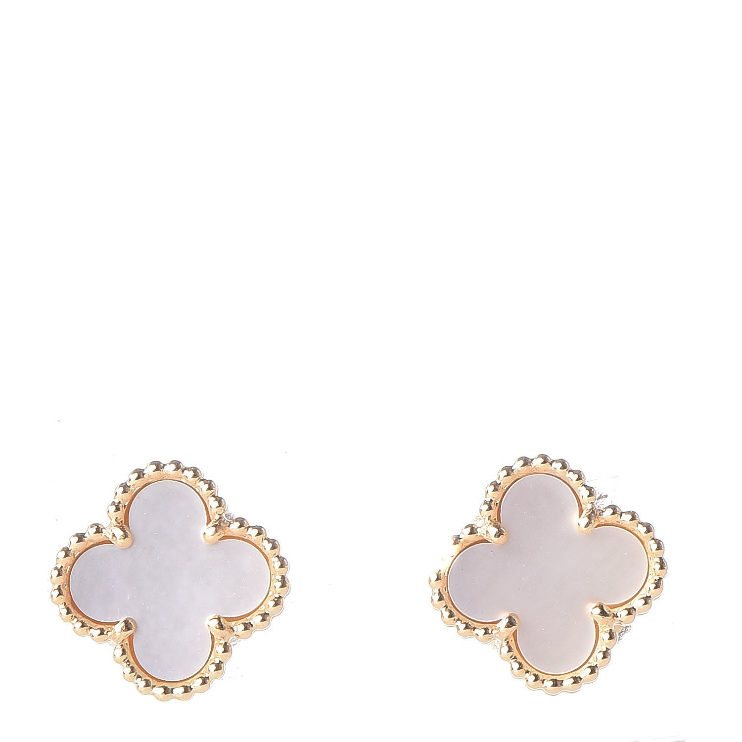 Van Cleef & Arpels 18K Yellow Gold Mother of Pearl Sweet Alhambra Earrings 1 of 5