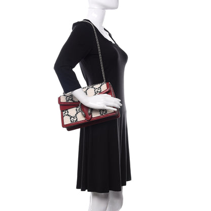 Gucci Tweed GG Monogram Small Dionysus Shoulder Bag White Black Romantic Cherry 2 of 14