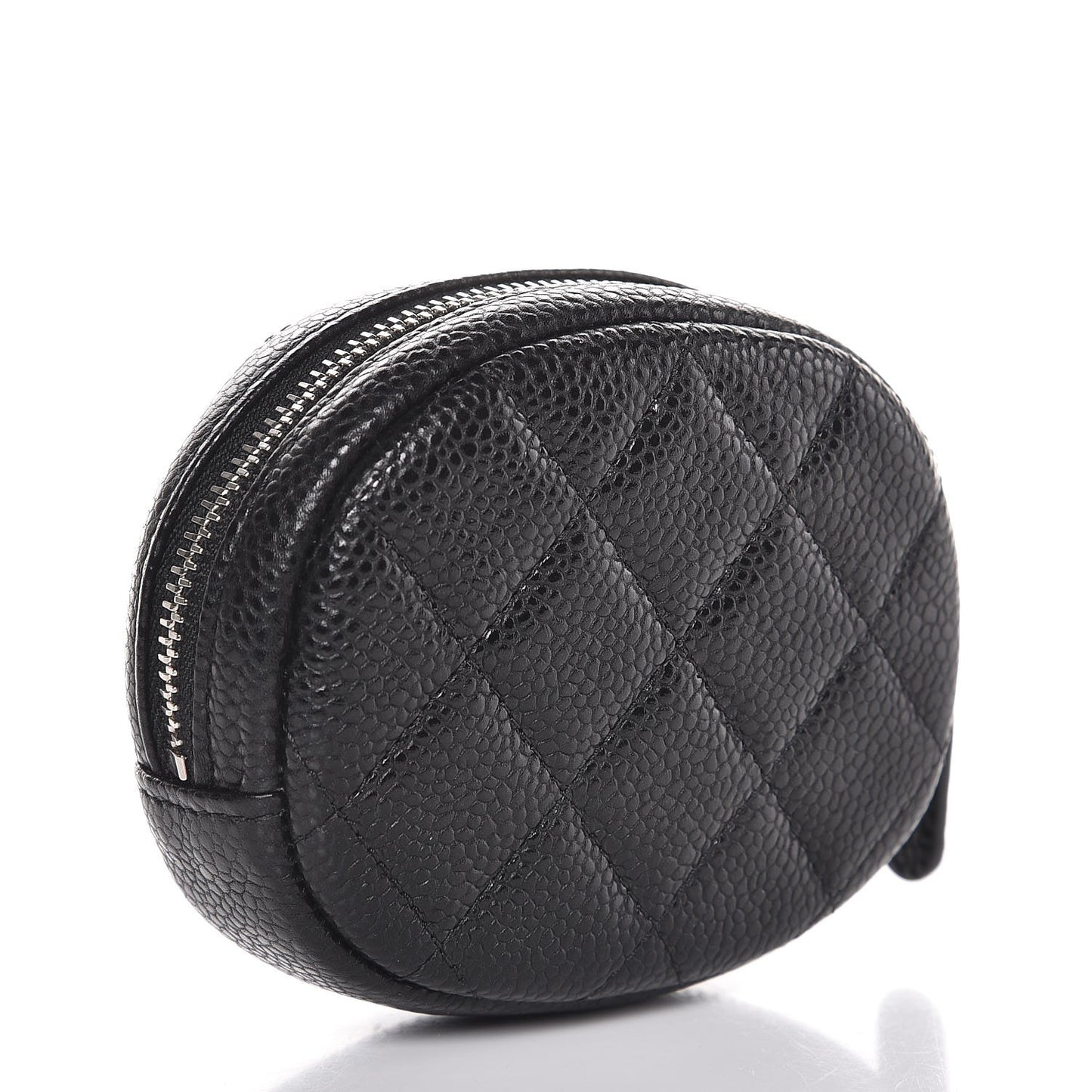 Caviar Quilted Zip Around Classic Coin Purse Black
