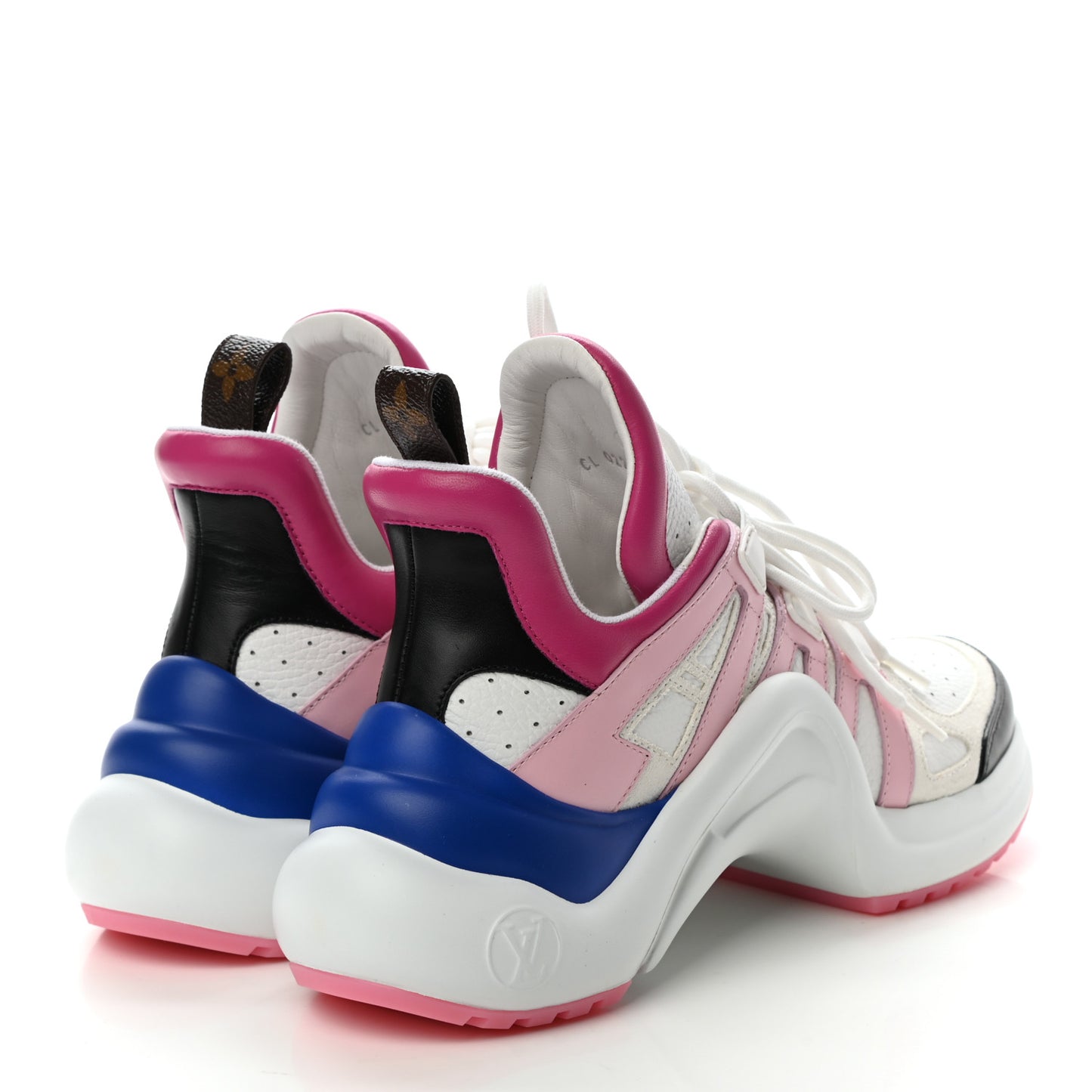 Calfskin Technical Nylon LV Archlight Sneakers 38 White Pink Blue