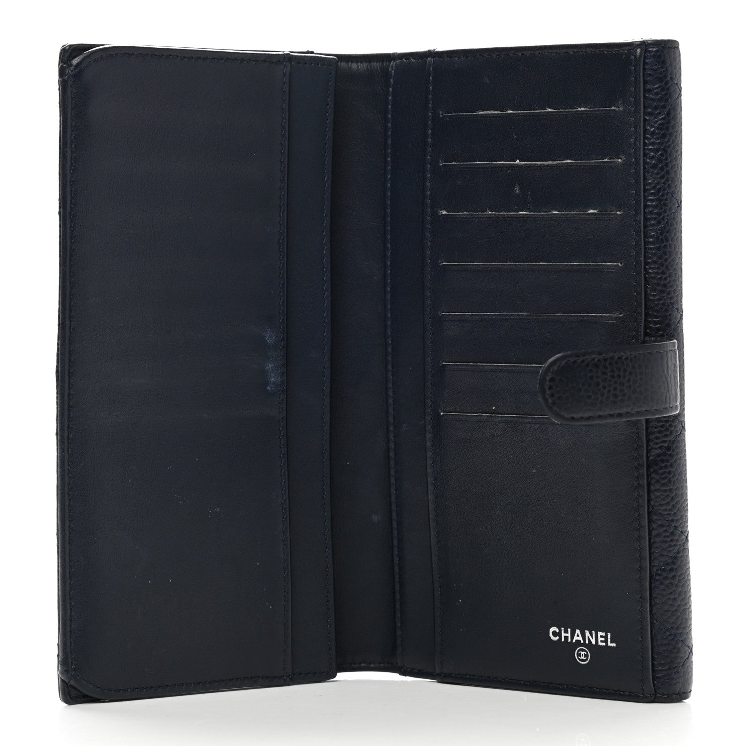 Chanel Caviar Quilted CC Long Double Wallet Navy 5 of 12