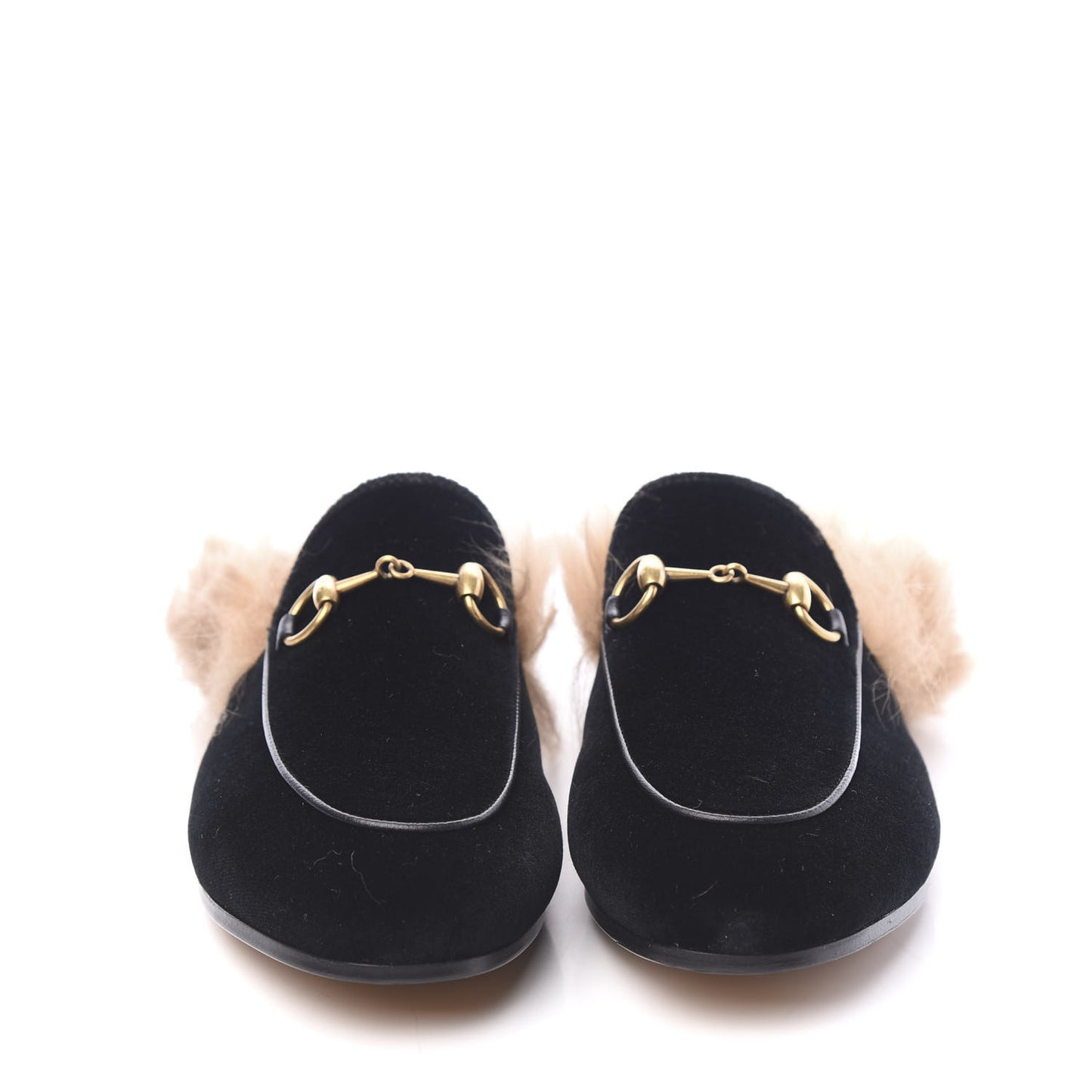 Velvet Fur Womens Princetown Slippers 36 Black