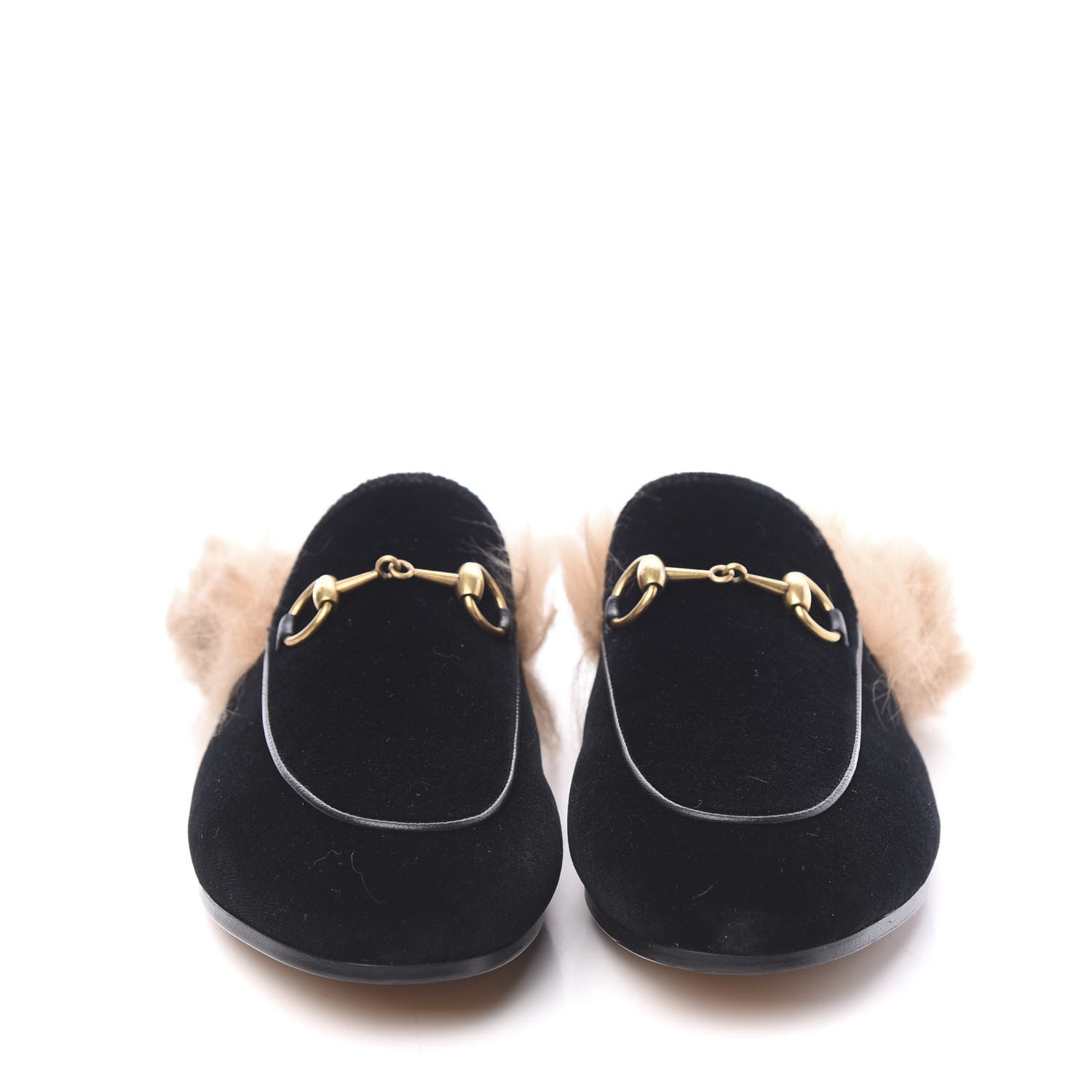 Gucci Velvet Fur Womens Princetown Slippers 36 Black 2 of 8