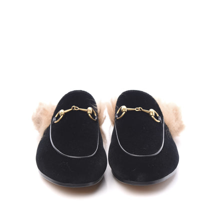 Gucci Velvet Fur Womens Princetown Slippers 36 Black 2 of 8