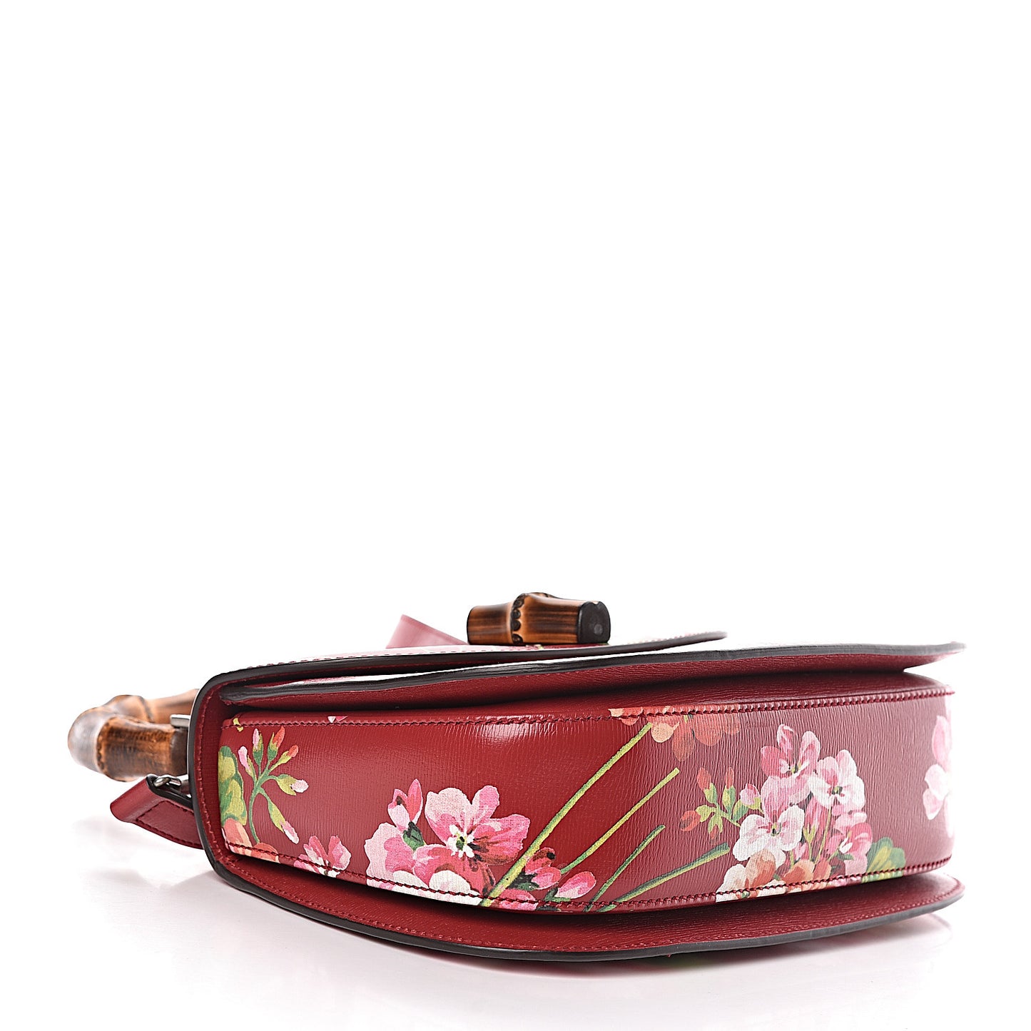 Shangai Calfskin Blooms Print Small Classic Bamboo Top Handle Bag Romantic Ceries Multicolor