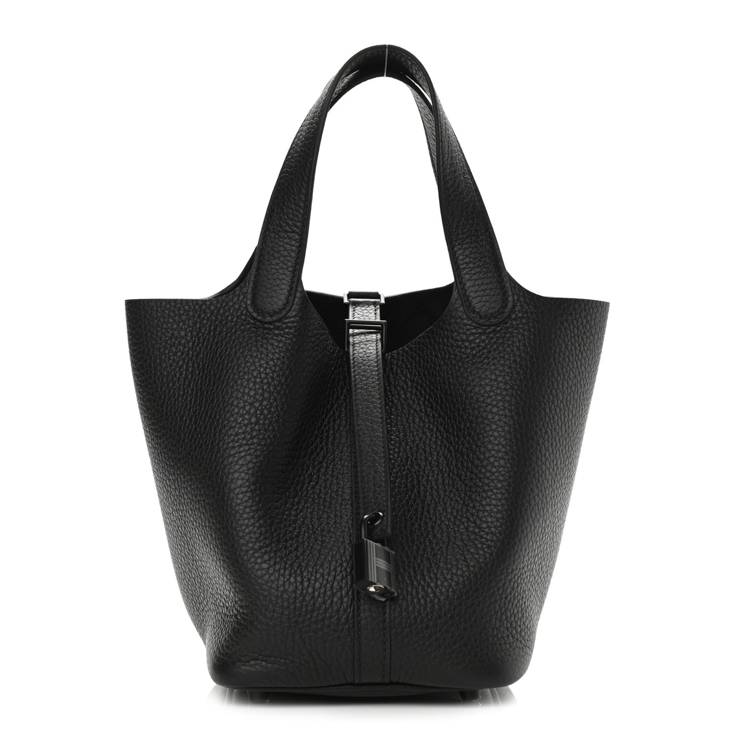 Taurillon Clemence Monochrome Picotin Lock 18 PM Black