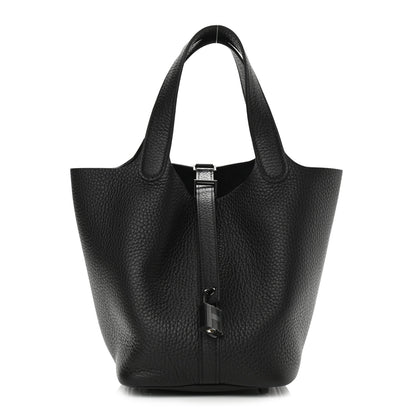 Hermes Taurillon Clemence Monochrome Picotin Lock 18 PM Black 1 of 10