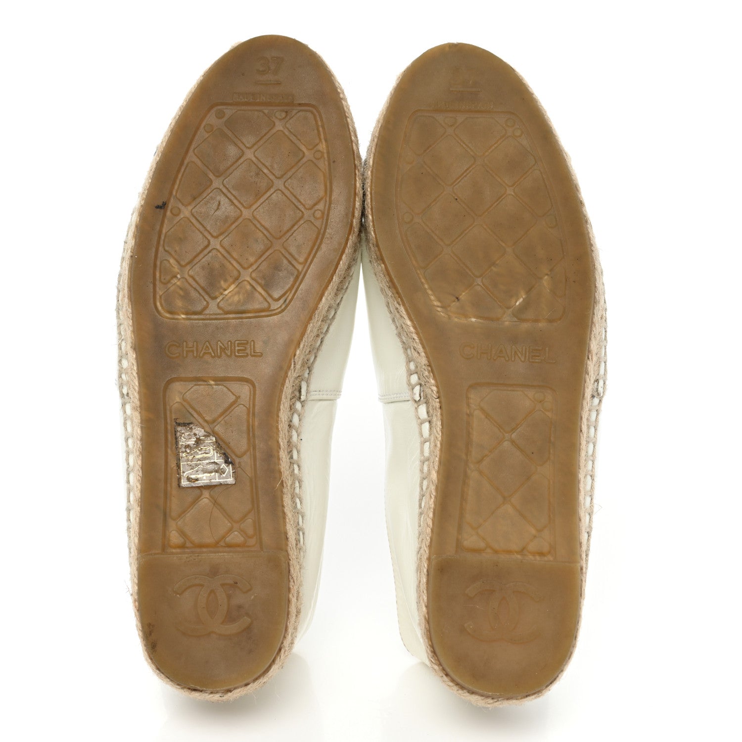 Chanel Patent Calfskin Crystal CC Espadrilles 37 White Black 5 of 16