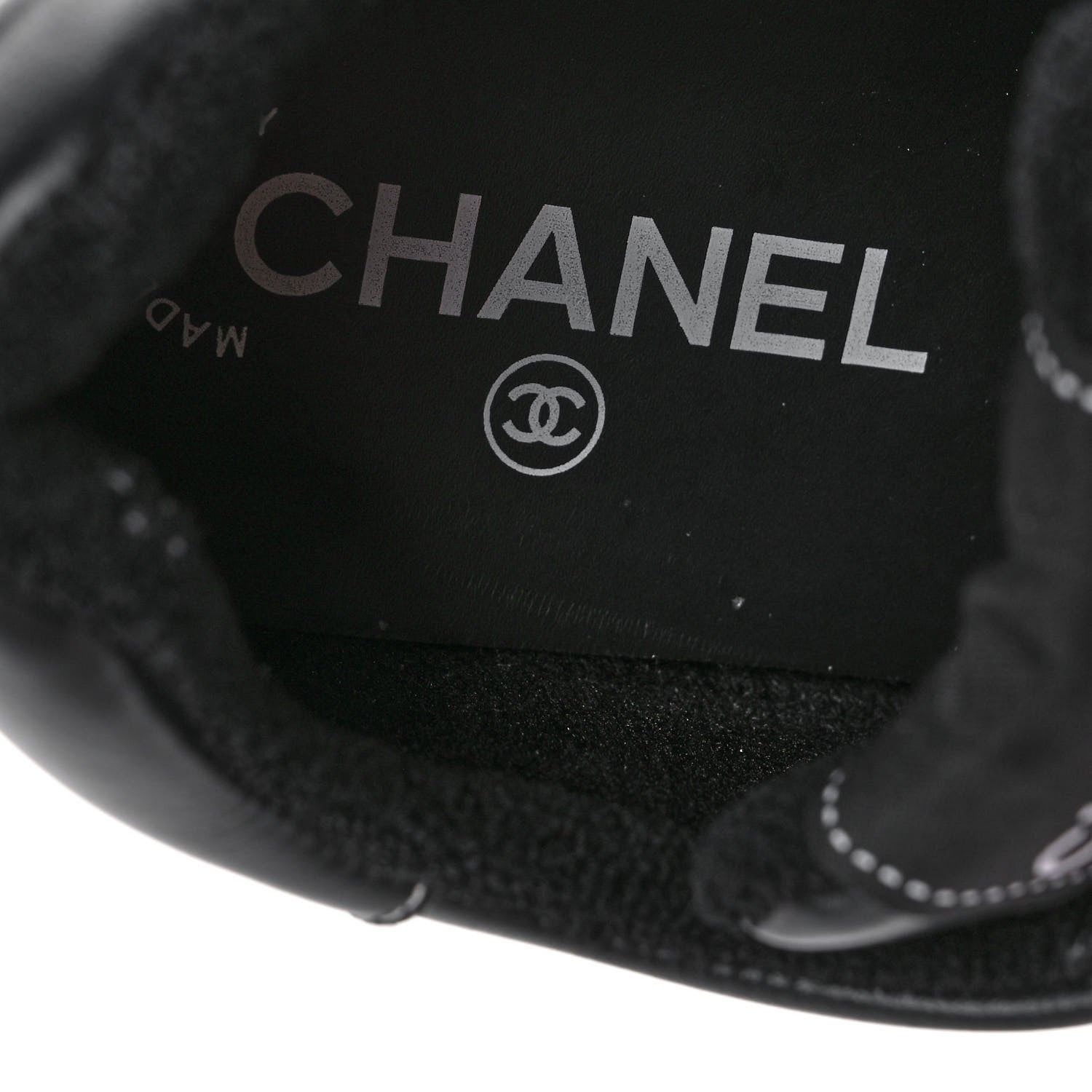 Chanel Calfskin Womens Logo Sneakers 37 Black White 8 of 9