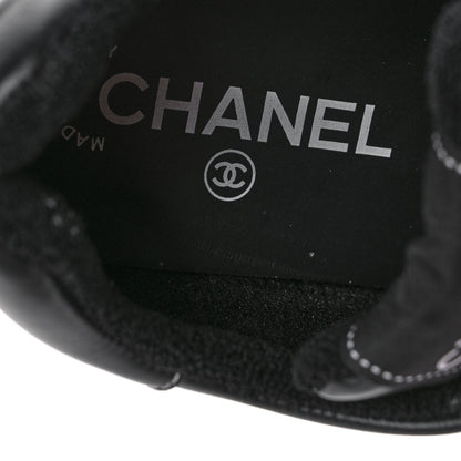 Chanel Calfskin Womens Logo Sneakers 37 Black White 8 of 9