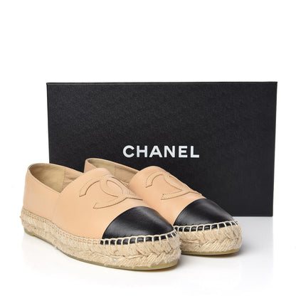 Chanel Lambskin CC Espadrilles 36 Beige Black 11 of 11