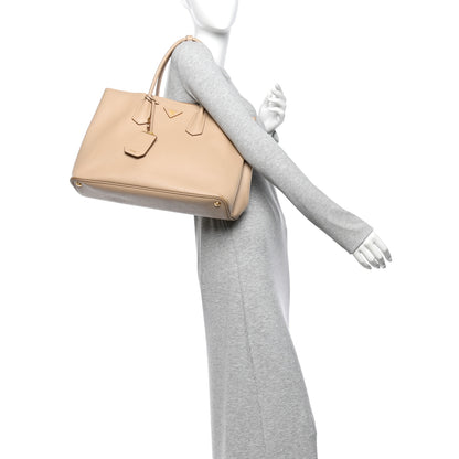 Prada Saffiano Cuir Medium Double Bag Sabbia 2 of 15