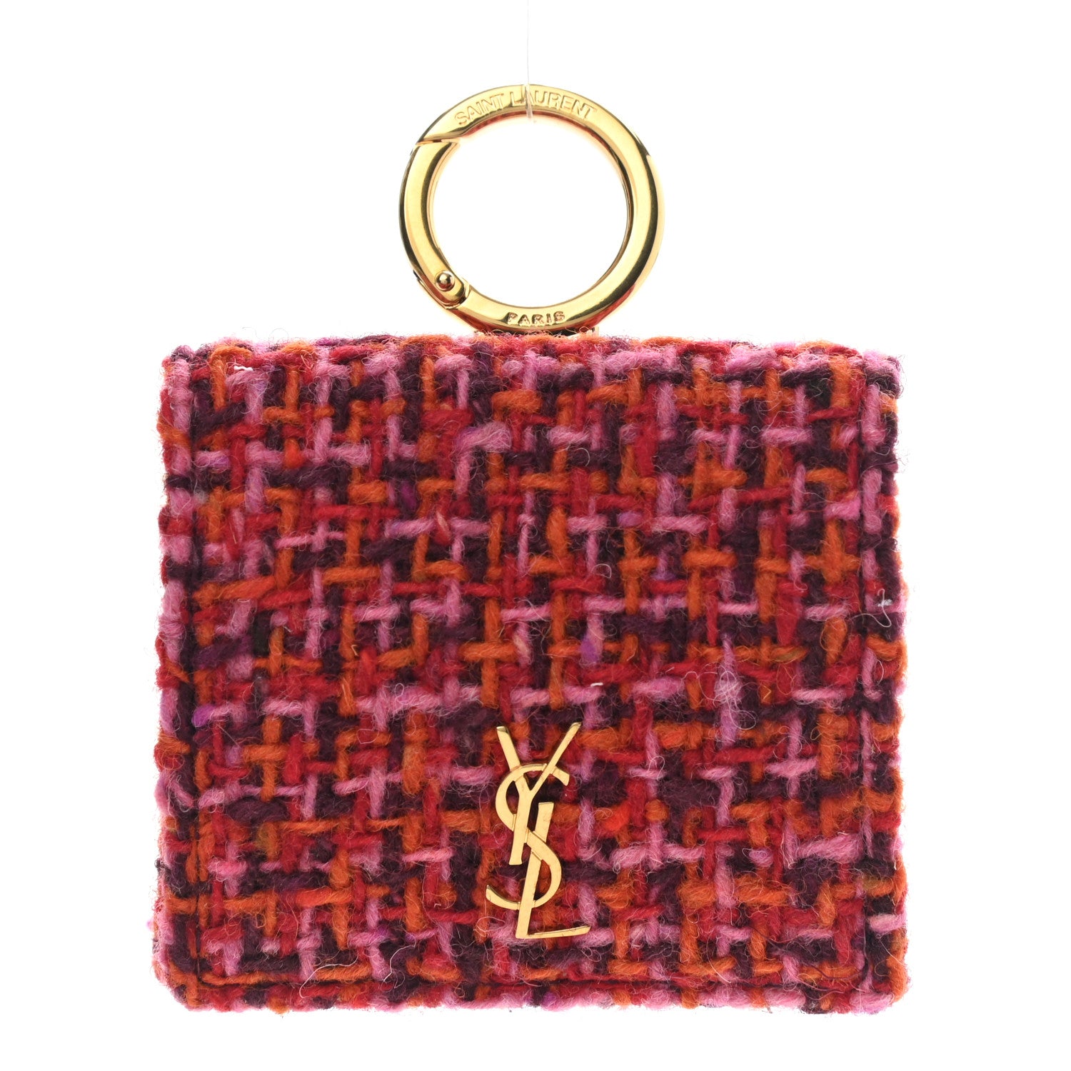 Saint Laurent Tweed Woven Quadrillage Monogram Airpods Pro Case Rose Red 1 of 5