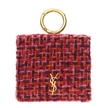 Saint Laurent Tweed Woven Quadrillage Monogram Airpods Pro Case Rose Red 1 of 5