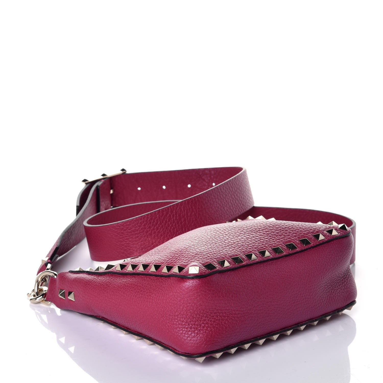 Valentino Garavani Pebbled Calfskin Mini Rockstud Flip-Lock Messenger Bag Raspberry 4 of 8