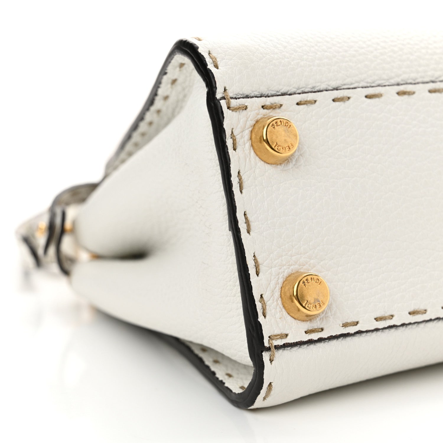 Fendi Cuoio Romano Selleria Mini Peekaboo Iconic Satchel White 9 of 10