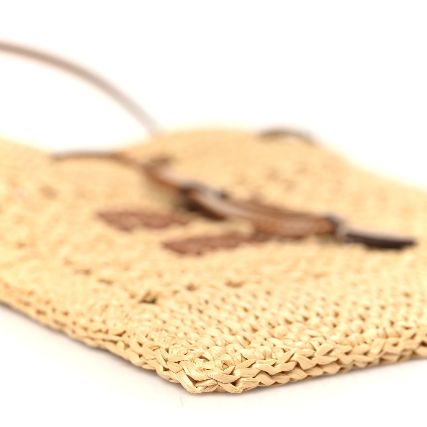 Raffia Crochet Drawstring Pouch Naturale Cognac
