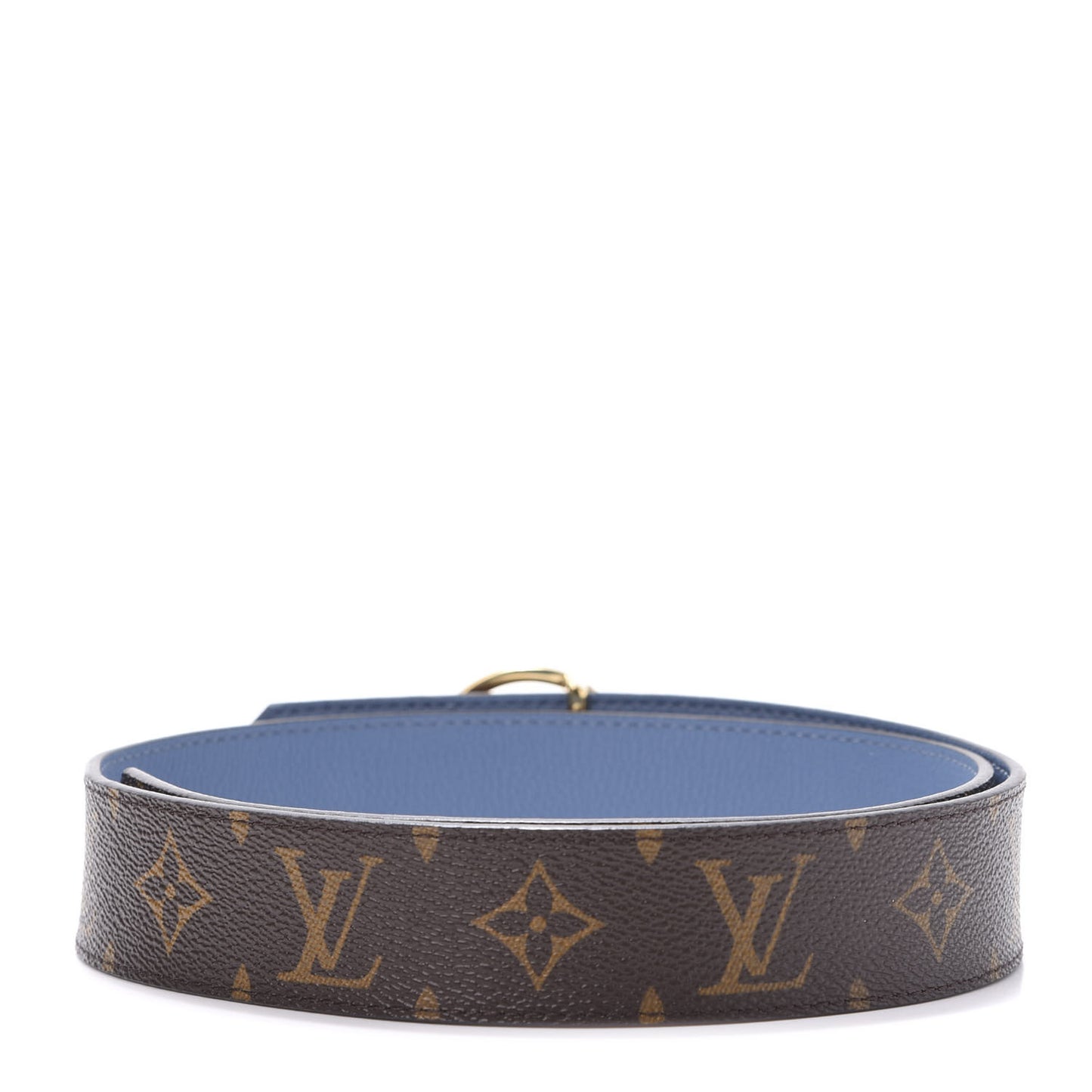 Calfskin Monogram 35mm LV Circle Reversible Belt 80 82 Denim Blue