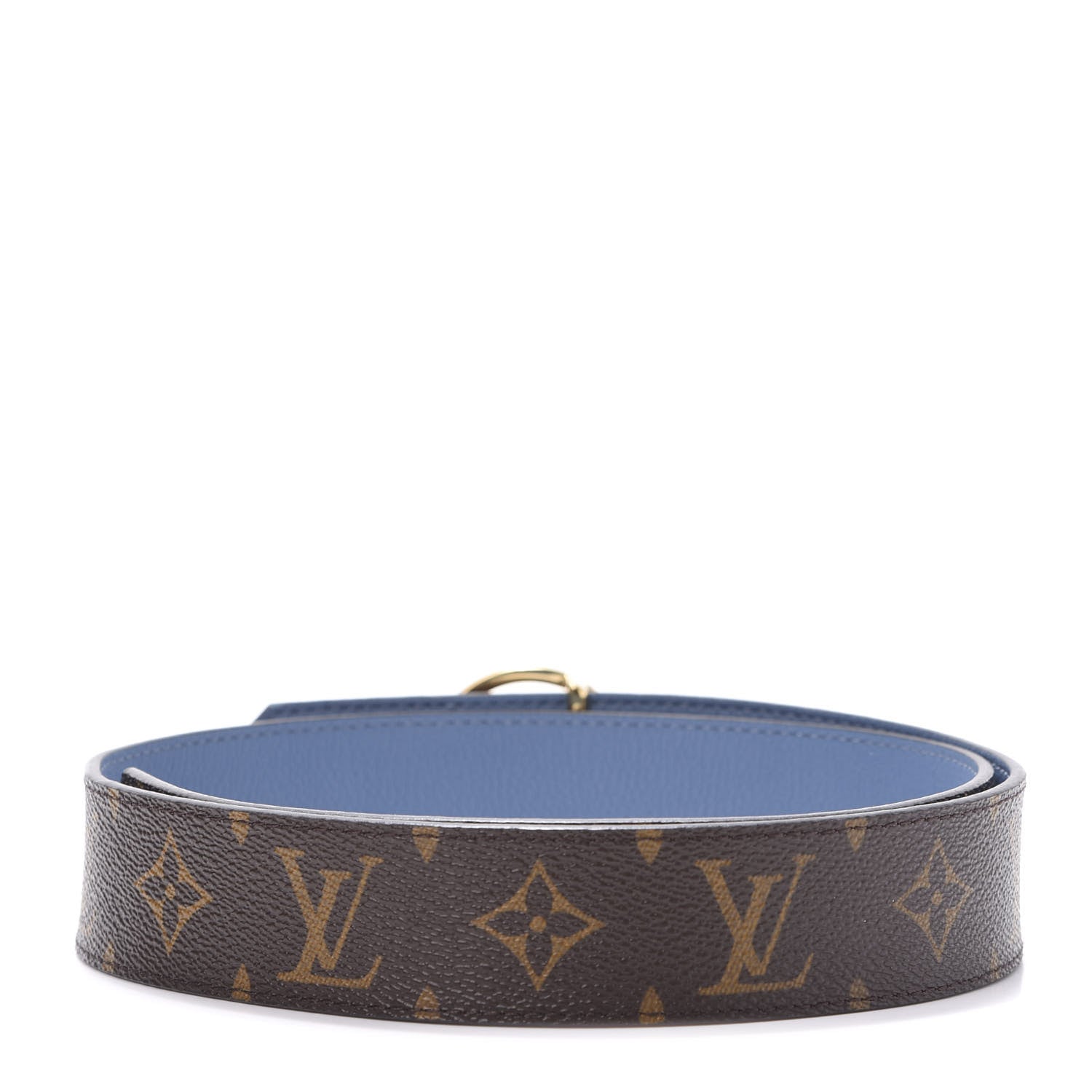 Louis Vuitton Calfskin Monogram 35mm LV Circle Reversible Belt 80 82 Denim Blue 2 of 6