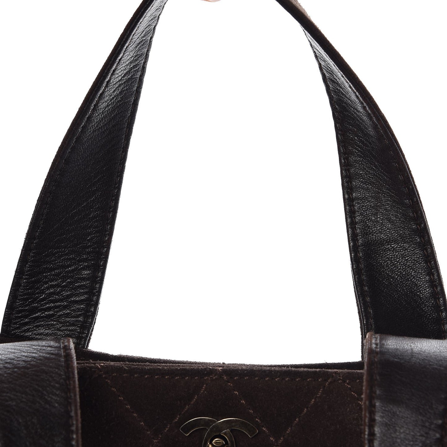 Suede Quilted Shopping Tote Brown