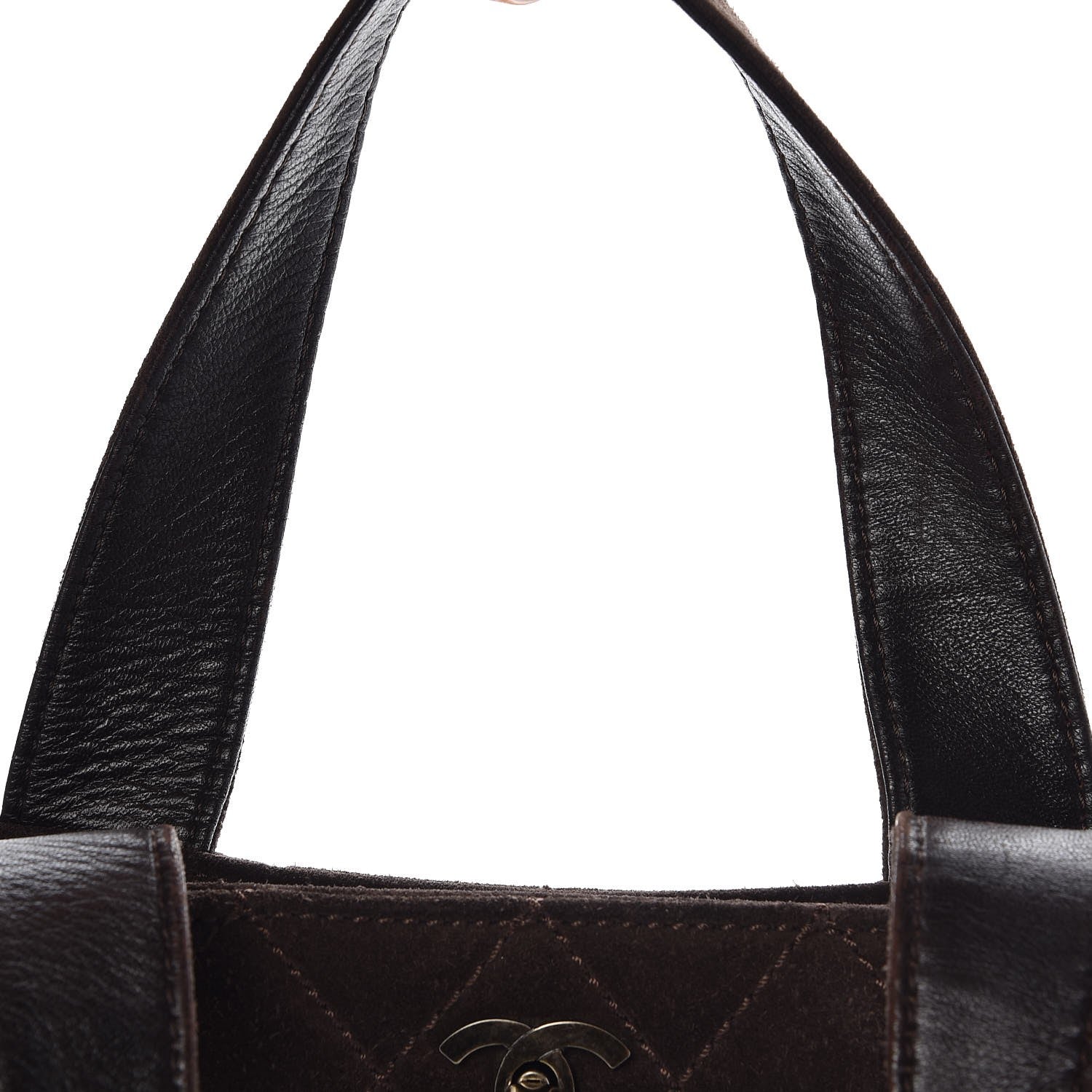 Chanel Suede Quilted Shopping Tote Brown 11 of 15