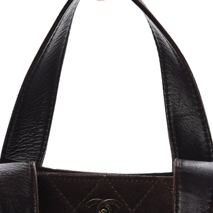 Chanel Suede Quilted Shopping Tote Brown 11 of 15