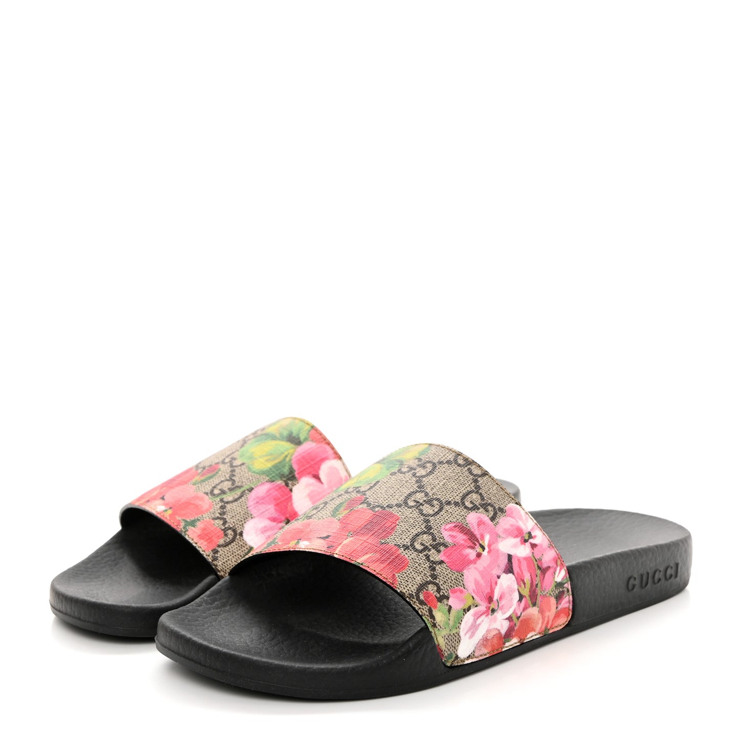 GG Supreme Monogram Blooms Slide Sandals 38 Beige Multicolor