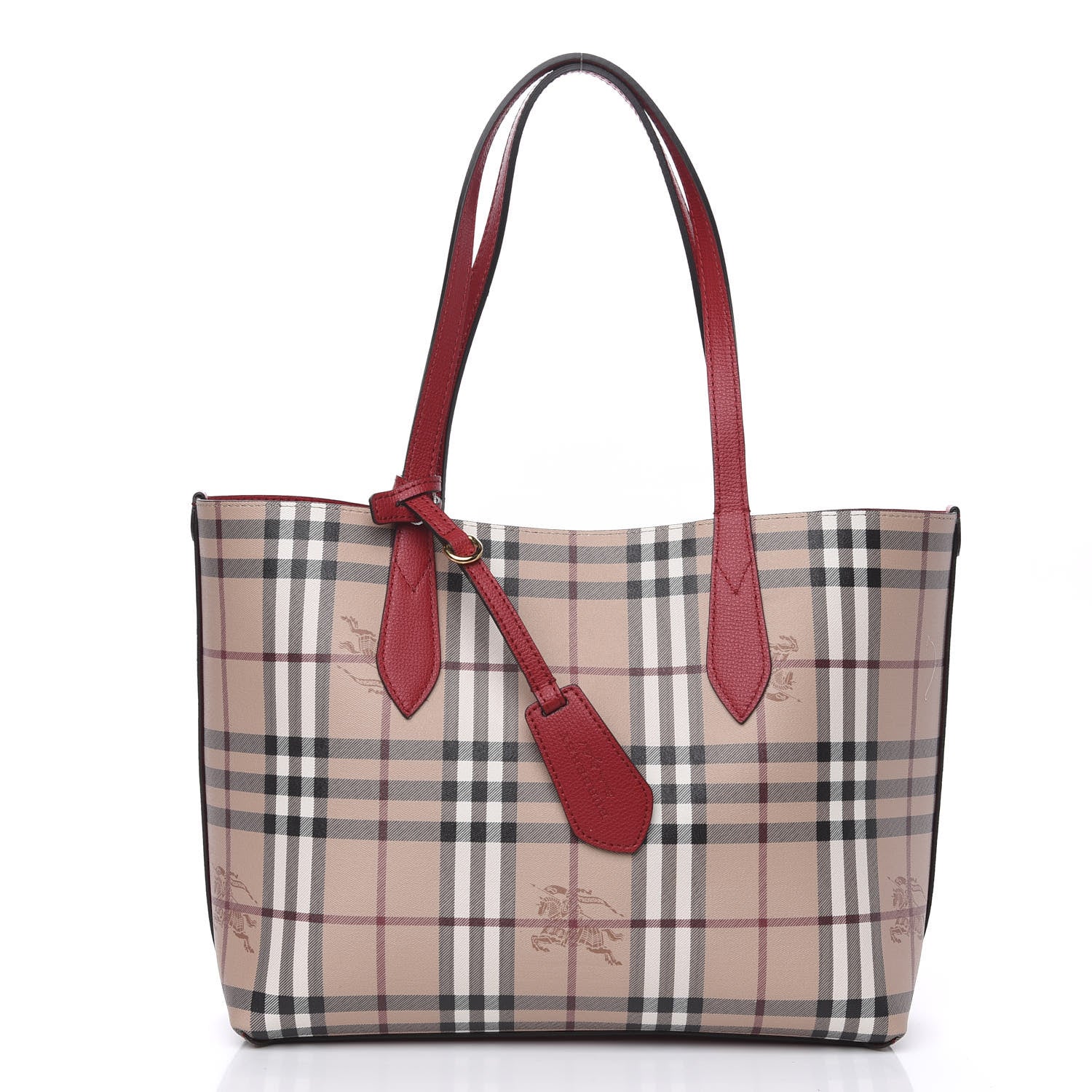 Burberry Haymarket Check Small Reversible Tote Poppy Red 2 of 13