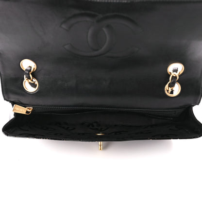 Chanel Patent Perforated Camellia Medium Single Flap Black 5 of 11