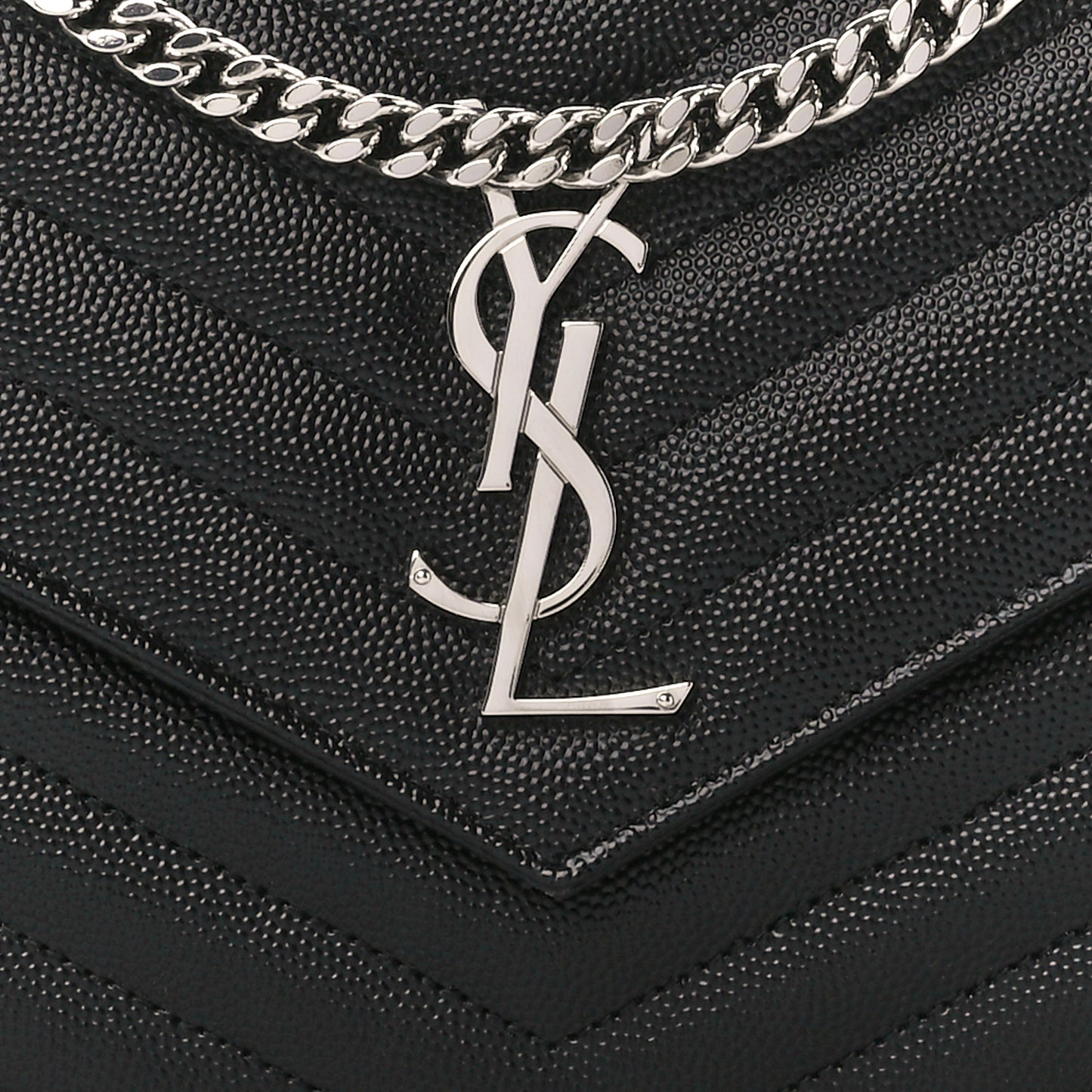 Grain De Poudre Matelasse Chevron Monogram Chain Wallet Black
