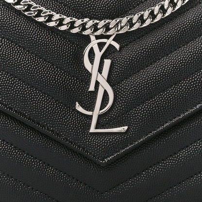 Saint Laurent Grain De Poudre Matelasse Chevron Monogram Chain Wallet Black 8 of 11